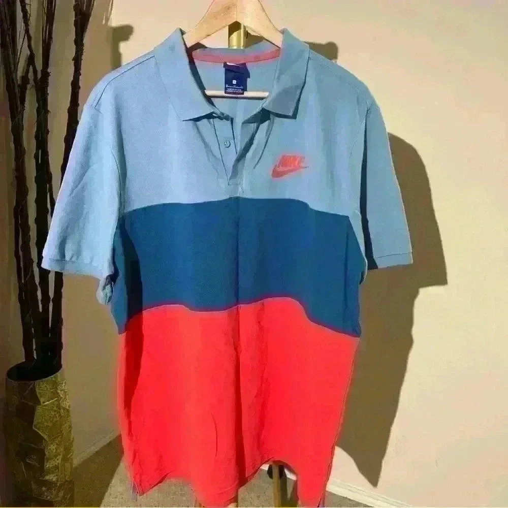 Nike Blue Tag Color Block Men’s Polo. Vintage 90s.